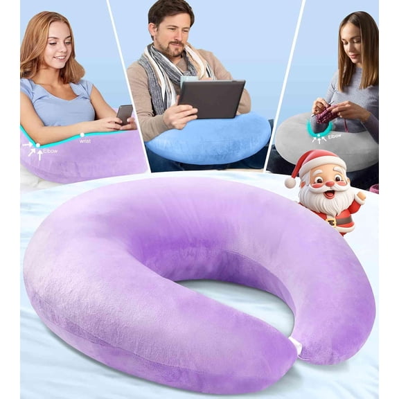 Reading Gaming Pillow for Bed Adult Kids: Lap Desk Pillow for Sitting in Bed/Sofa/Floor - Compact Arm Support Pillow for Reading/Gaming/Working/Crocheting Improve Sitting Posture&Reduce Fatigue