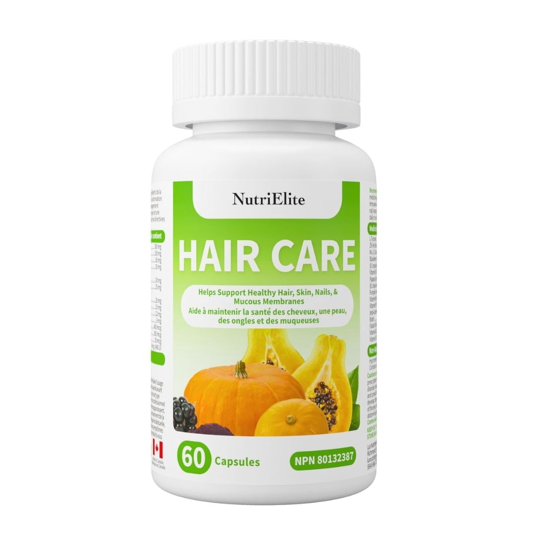 Nutri Elite Hair Care | Help support healthy hair, skin, nails & mucous membranes | 60 Capsules, made in Canada.