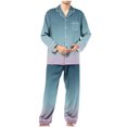 thumbnail image 1 of cllios Mens Long Sleeve Pajamas Sets Gradient Print Loungewear Ultra Soft Button Down Sleepwear 2 Pcs Pj Set with Pockets, 1 of 6