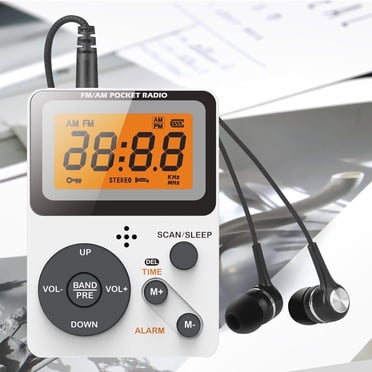 Pocket Radio AM FM Portable avec Écouteurs Stéréo, Radio à Piles avec 2 AAA, Préréglage Manuel, Grand Écran, Touches de Verrouillage Radio Baladeur, Minuterie de Sommeil, Mini Radio, Radio Numérique (Sans Haut-Parleur)