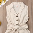 thumbnail image 3 of Faithtur Baby Girl Sleeveless Romper Button Shorts with Belt Jumpsuit, 3 of 8