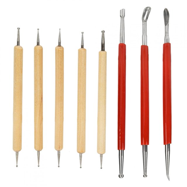 8Pcs DIY HandMade Leather Craft Carving Stylus Tool Spoon Double Head Point Drill Pen Kit Set