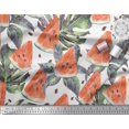 thumbnail image 2 of Soimoi Poly Georgette Fabric Monstera Leaves & Watermelon Fruits Decor Fabric Printed Yard 52 Inch Wide, 2 of 3