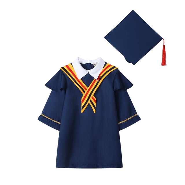Kids Graduation Robe Kindergarten Cap and Gown Set with Tassel Graduation Photography Outfit Size 8-9T Kids Clothes