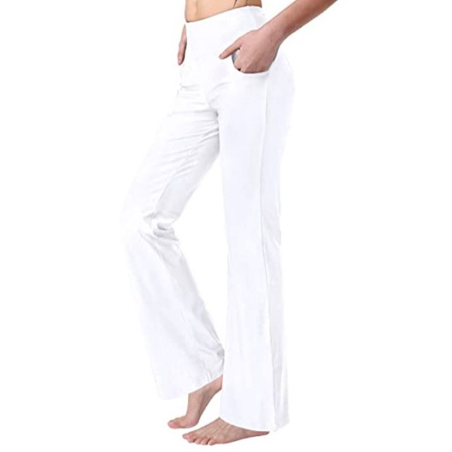 Innerwin Bas Taille Haute Femmes Harem Pantalons Course Jambe Large Pantalon Stretch Blanc M