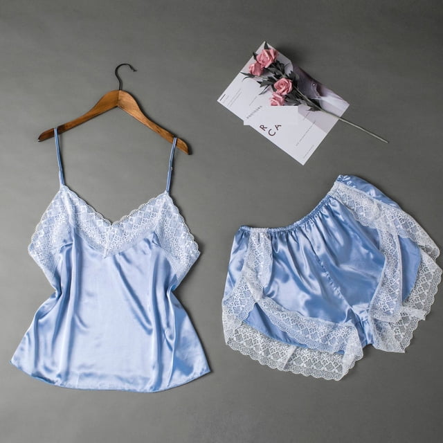 LSLJS 2PC Women Sexy Lace Patchwork Solid Lingerie Nightwear Underwear Robe Set Sleepwear, Lingerie Sets