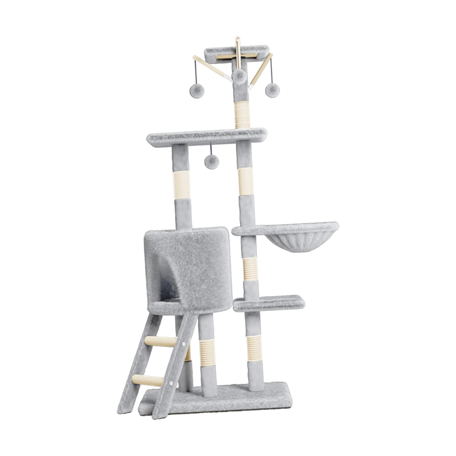DOLITY Cat Tree (133cm Tall) Multi Level Toy Training Cat for All Ages Cat Light Gray