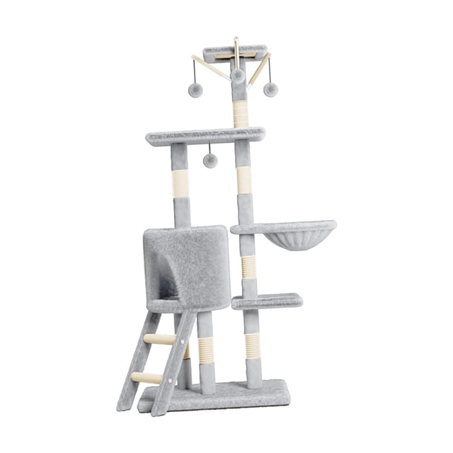 DOLITY Cat Tree (133cm Tall) Multi Level Toy Training Cat for All Ages Cat Light Gray