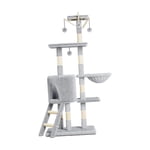 DOLITY Cat Tree (133cm Tall) Multi Level Toy Training Cat for All Ages Cat Light Gray