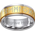 thumbnail image 1 of ORUYROP Can Engrave Viking Rune Spinner Rings for Men/Women, Size #7-#14 Chain Link Fidget Ring, Stainless Steel/Gold Plated/Black-Send Gift Box, 1 of 7