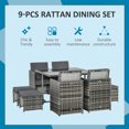 thumbnail image 4 of Outsunny 9 Pieces Wicker Patio Dining Set Outdoor Furniture Set, Grey, 4 of 10