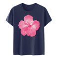thumbnail image 4 of LUOGENLI T-shirts pour Femme pour Femmes Mode Décontractée Chemises Imprimées Col Rond Manches Courtes T-Shirt Hauts Tunique Blouse T-shirts pour Femmes T-Shirt Graphique Drôle Vêtements d'Été Bleu Marine TTG, 4 of 4