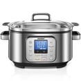thumbnail image 1 of Slow Cooker, HOUSNAT 10 in 1 Programmable Cooker, 6Qt Stainless Steel, Rice Cooker, Yogurt Maker, Delay Start, Steaming Rack and Glass Lid, Adjustable Temp&Time for Slow Cook with Digital Timer, 1 of 7