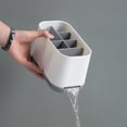 thumbnail image 4 of LutIedan Toothbrush Holder Bathroom Counter Organizer Wall-Mounted 6 Slots Toothpaste Holder for Toothpaste Brushes Plastic Waterproof Easy Clean, 4 of 6