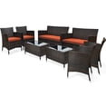 thumbnail image 4 of Costway Ensemble de Mobilier de Patio en Rotin 8 Pcs avec Coussins Canapé Fauteuil Table Basse Orange, 4 of 10