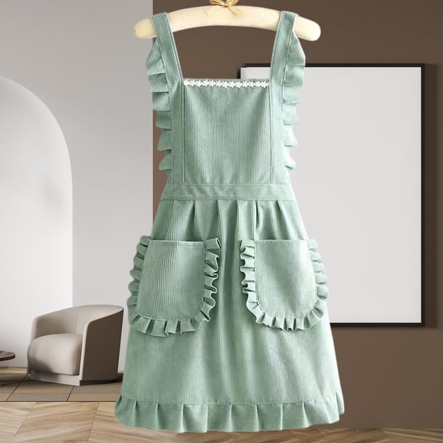 TopLLC Kitchen Gadgets, Kitchen Accessories, Kitchen Utensils, Kitchen Tool Waterproof Apron Corduroy Bib Apron Home Kitchen Apron Restaurant Work Clothes Cleaning Apron Dirt Resistants Ruffled Apron