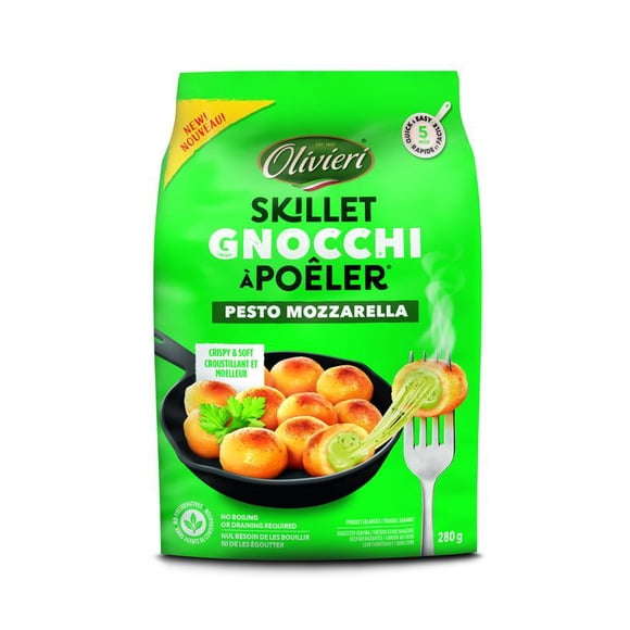 Olivieri Basil Pesto and Italian Mozzarella Skillet Gnocchi