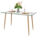 Gymax Modern Glass Dining Table Rectangular Dining Room Table W/Metal Legs For Kitchen