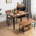 thumbnail image 4 of Patiojoy 4PCS Dining Table Set Kitchen Table with Bench and Chairs Industrial Gathering Bench Dining Set Brown, 4 of 7
