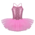 thumbnail image 1 of Ocealan Robe Ballerine à Paillettes pour Filles, Bretelles Spaghetti, Dos Croisé, Rose TTG, 1 of 7