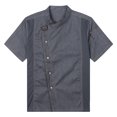 thumbnail image 4 of Aislor Unisex Short Sleeve/Long Sleeve Chef Coat Jacket Kitchen Uniform Restaurant Hotel Cook Jacket Gray Short Sleeve 3XL, 4 of 7