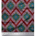 thumbnail image 1 of Soimoi Tissu en Poly Georgette Rouge Sans Couture Imprimé Damas au Mètre 42 Pouces de Large, 1 of 3