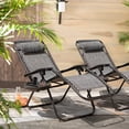 thumbnail image 1 of Homall Chaise Zéro Gravité Pliable pour Patio avec Porte-Gobelet, Fauteuil Inclinable d'Extérieur Réglable en Tissu Textilène, Chaise Longue Portable, Lot de 2, Double Gris, 1 of 12