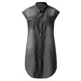 thumbnail image 5 of FAVIPT Robes en Denim pour Femmes Décontractées Sans Manches Longueur Genou Robe à Revers Boutonnée Col en V Robes Midi Décontractées Mode Été 2025 Robe Noir,G, 5 of 5
