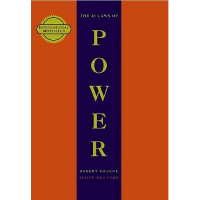 The 48 Laws Of Power (The Robert Greene Collection) book cover featuring a bold orange background with a vertical navy stripe displaying the title in large yellow text. The subtitle and author name, Robert Greene, are printed in smaller text below. A circular badge in the top left corner highlights its status as an international bestseller. Ideal for readers interested in leadership, power dynamics, and self-improvement.