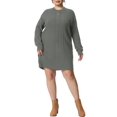 thumbnail image 2 of GRACE & GRANDEUR Robe Chandail Grande Taille pour Femmes à Manches Longues en Tricot, Chandail Court, Robes Chandail Gris 4X, 2 of 6