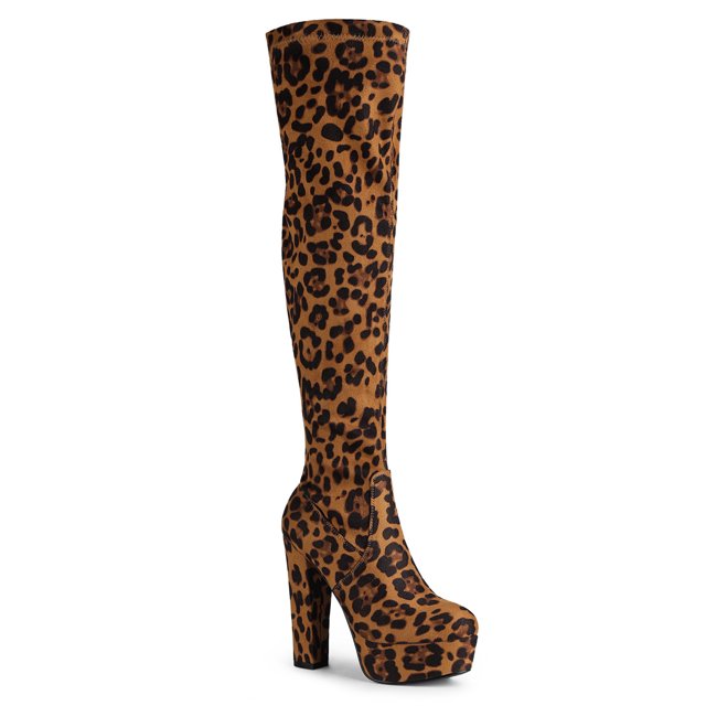 Unique Bargains Bottes Cuissardes à Plateforme à Talon Bloc pour Femmes