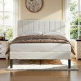thumbnail image 1 of VECELO Queen Size Upholstered Beds, Modern Platform Bed Frame with Adjustable Headboard, Wooden Slats Support/No Box Spring Needed, Beige, 1 of 8