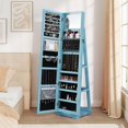 thumbnail image 4 of Costway Armoire à Bijoux Rotative à 360° 2-en-1 Verrouillable Bleu Miroir, 4 of 9