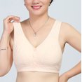 thumbnail image 2 of Wireless Comfortable Bra Women Solid Sleeveless Plus Size Lingerie Front Four Button Wide Strap Tank Bra V-Neck Full-Coverage Bra Feature Hook and Eye Closure Push-up Bra Style Y-70 , Beige XL, 2 of 4