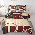 thumbnail image 1 of YST Ensemble de Literie Géométrique Moderne 7 Pcs Rouge Brun Noir Rayures Ensemble de Couette Taille Simple Cercles Rétro Tourbillons Décoration de Chambre Texture Abstraite Art Coloré pour Enfants Adultes, 1 of 5