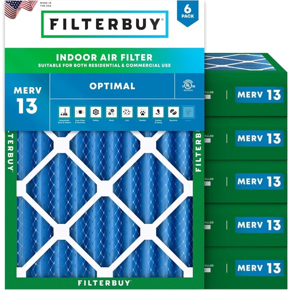 Filterbuy 20x27x4 MERV 13 (MPR 1900) Health Defense, Pleated HVAC AC Furnace Air Filters (6-Pack)
