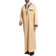 thumbnail image 4 of Penkiiy Long Shirt for Men Men's Muslim Robe Arab Middle Robe Pattern Embroidery Long Sleeve Standing Neck Pocket Long Shirt Fashion Casual Robe Yellow Shirts, 4 of 6