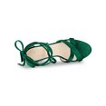 thumbnail image 4 of BLISSFUL STEP Women Velvet Lace-Up Clear Block Heel Sandals Green 7, 4 of 7