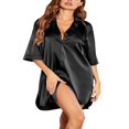 thumbnail image 3 of Pyjama pour Femmes Chemise à Manches Mi-Longues Boutonnée Chemise de Nuit, 3 of 6