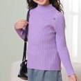 thumbnail image 2 of Posijego Girls Turtleneck Sweaters Ribbed Knit Long Sleeve Sweater T-Shirts Winter Slim Basic Tee Tops for Little Girls, 2 of 3