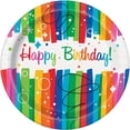 thumbnail image 1 of Assiettes rondes Rainbow Ribbon 9 po de Unique Industries, paquet de 8, 1 of 2