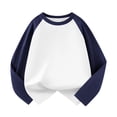 thumbnail image 1 of Chandail pour Filles Bleu Marine à Manches Longues, T-Shirt à Col Rond, T-Shirt en Coton, Mode pour Filles 5-6 Ans, 1 of 3