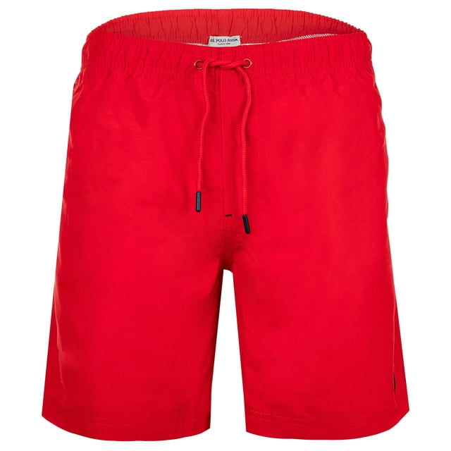 U.S. POLO ASSN. Men Swim Shorts - Swim Shorts Logo, Swim Trunks, Solid Color Red XL (X-Large)