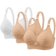 thumbnail image 2 of Bras for Women, 3PCS Womans Printing Gathered Together Large Size Daily Bra Underwear No Rims, 2 of 9
