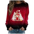thumbnail image 2 of EGNMCR Noël Sweatshirt Blouse à Col Rond pour Femmes Mode Décontractée Manches Longues Imprimé de Noël Sweatshirt, 2 of 5