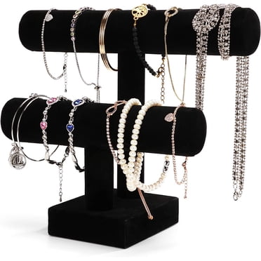 YOYTOO 2 Tier T-Bar Velvet Jewelry Organizer Display Stand Earrings Bracelet Necklace Holder Stand