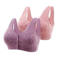 thumbnail image 1 of AherBiu 2pc Plus Size Bras for Seniors Women Front Closure Full Coverage Bralette Comfort High Support Everyday Bras, 1 of 6