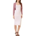 thumbnail image 2 of INSPIRE CHIC Women's Floral Lace Sheer Open Front Bolero Shrug Cropped Cardigan XS Grey Pink, 2 of 8