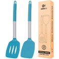 thumbnail image 1 of Bundlepro Pack of 2 Silicone Spatulas Turners, Non Stick Slotted and Solid Kitchen Utensils, 1 of 6