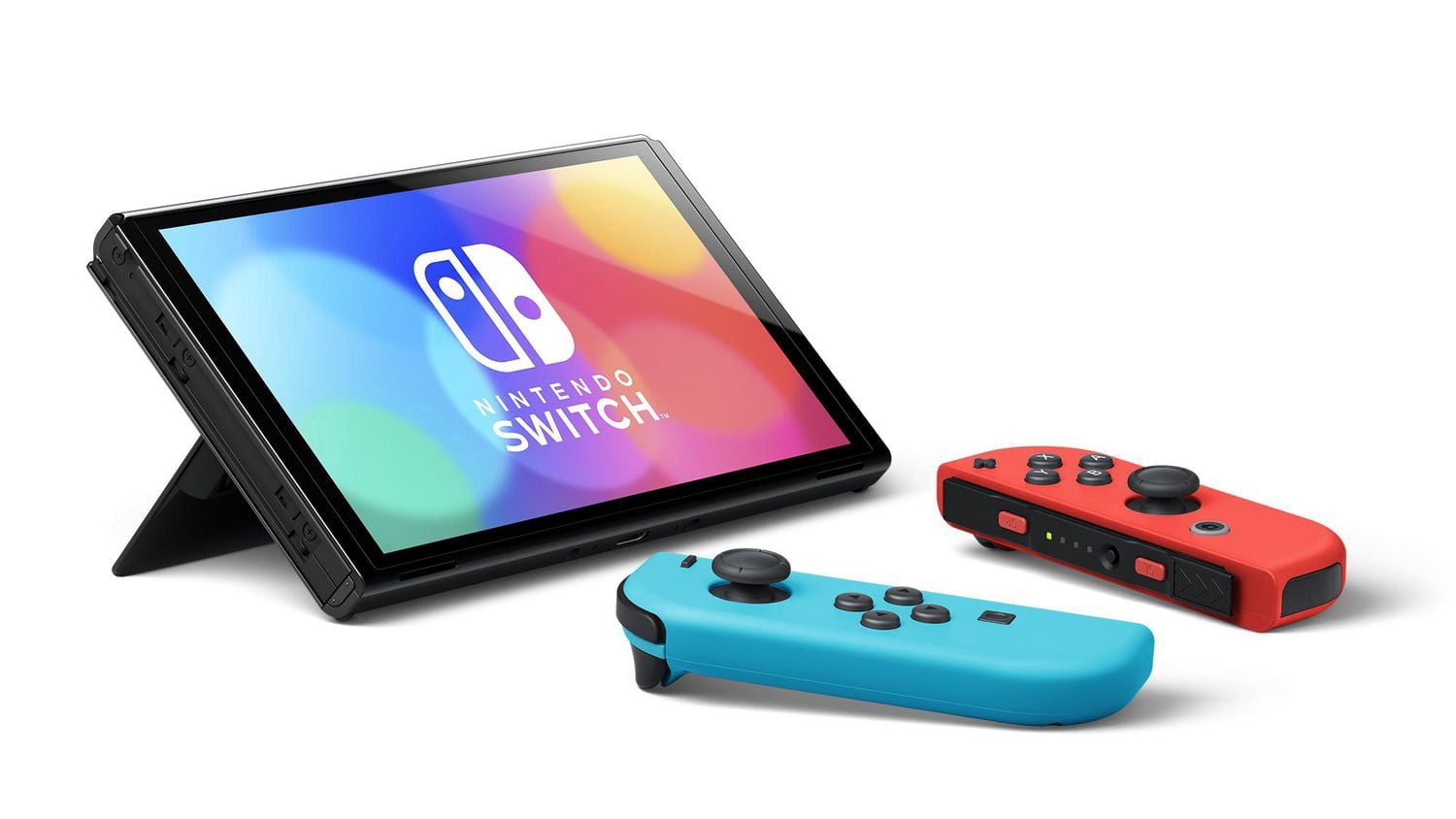 Nintendo Switch (OLED model) w/ Neon Red & Neon Blue Joy-Con